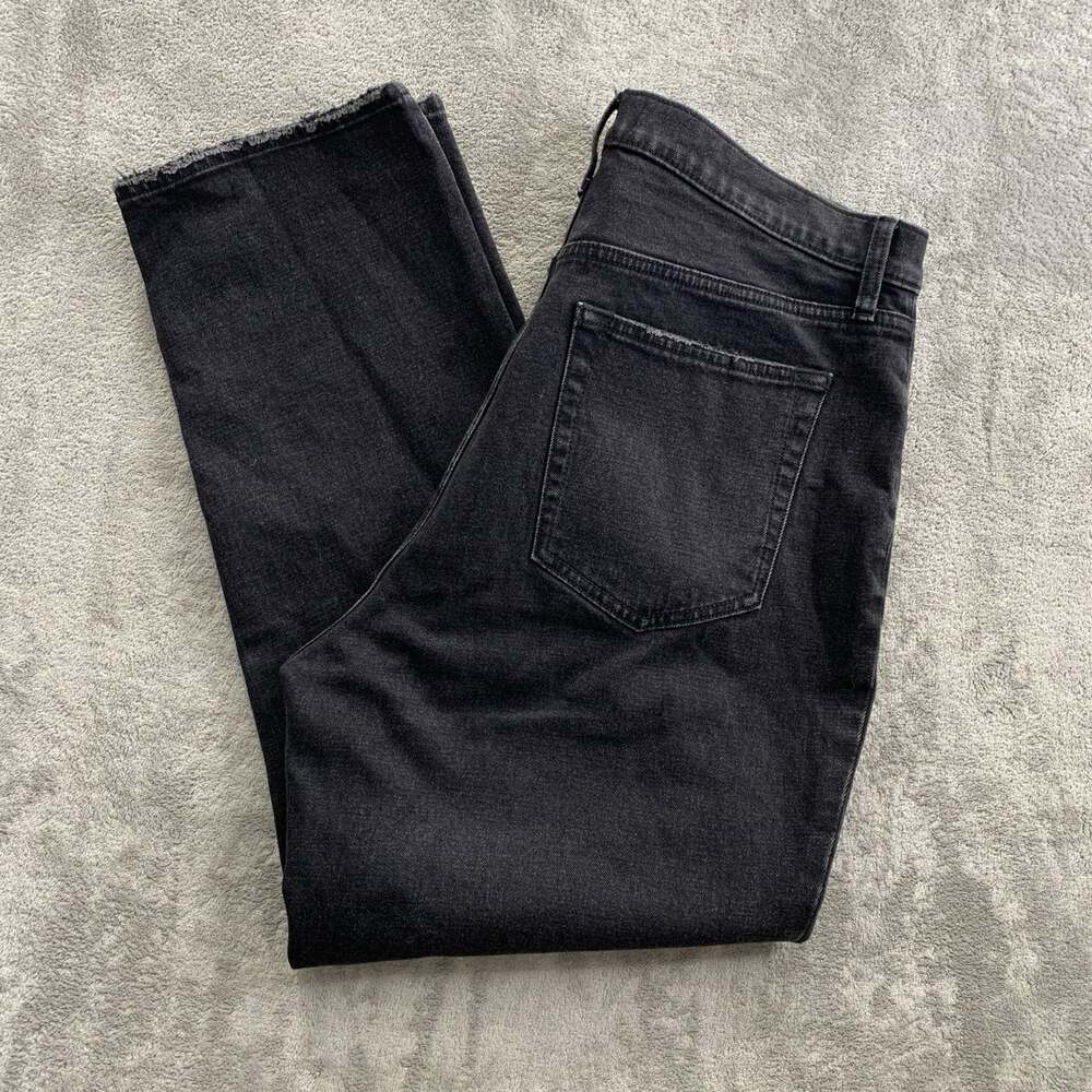 Abercrombie & Fitch Ankle Straight Ultra High Rise Jeans Womens 33 Black Denim